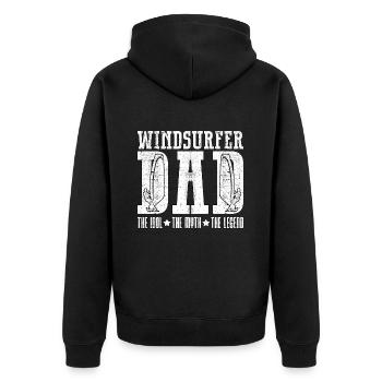 Windsurfer Dad The Idol The Myth Loves Windsurfing - Unisex Premium Bio Zip Hoodie - Schwarz - Hinten - Nico (187cm)