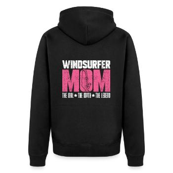 Windsurfer Mom The Idol The Myth Loves Windsurfing - Unisex Premium Bio Zip Hoodie - Schwarz - Hinten - Nico (187cm)