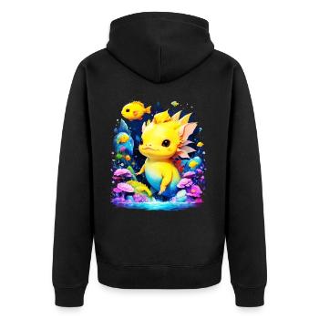 Axolotl - Unisex Premium Bio Zip Hoodie - Schwarz - Hinten - Nico (187cm)