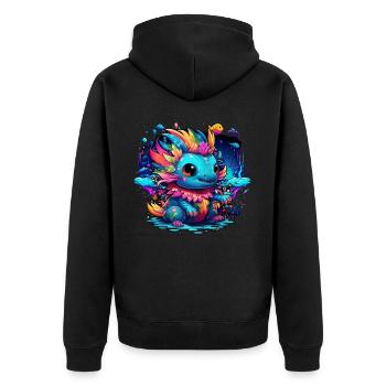Axolotl - Unisex Premium Bio Zip Hoodie - Schwarz - Hinten - Nico (187cm)