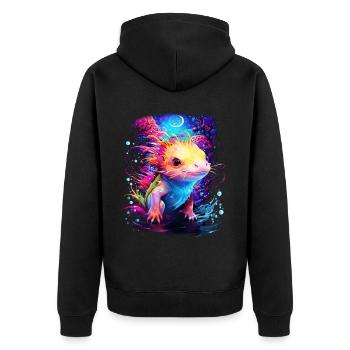 Axolotl - Unisex Premium Bio Zip Hoodie - Schwarz - Hinten - Nico (187cm)