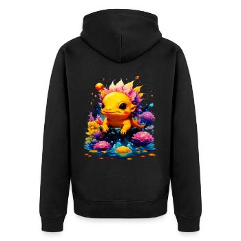 Axolotl - Unisex Premium Bio Zip Hoodie - Schwarz - Hinten - Nico (187cm)