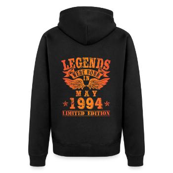 Les légendes sont nées en mai 1994 Anniversaire - Veste à capuche bio Premium Unisexe - noir - Dos - Nico (187cm)