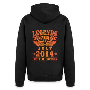 Legends were born in Juli 2014 Geburtstag - Unisex Premium Bio Zip Hoodie - Schwarz - Hinten - Nico (187cm)