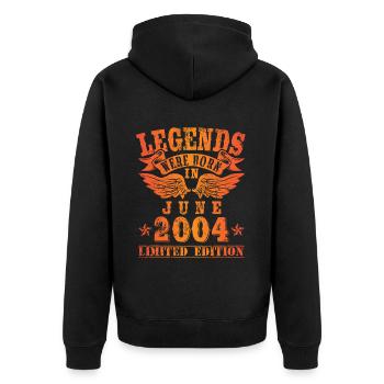 Les légendes sont nées en juin 2004 Anniversaire - Veste à capuche bio Premium Unisexe - noir - Dos - Nico (187cm)