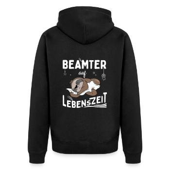 Beamter auf Lebenszeit - Unisex Premium Bio Zip Hoodie - Schwarz - Hinten - Nico (187cm)