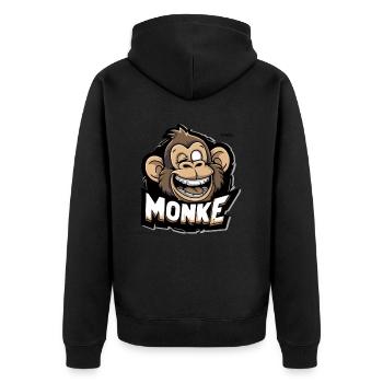 A funny monkey - Unisex Premium Organic Zip Hoodie - black - Back - Nico (187cm)