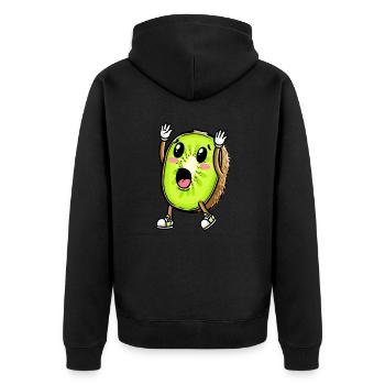 Kiwi fruit Kawaii émoticône - Veste à capuche bio Premium Unisexe - noir - Dos - Nico (187cm)