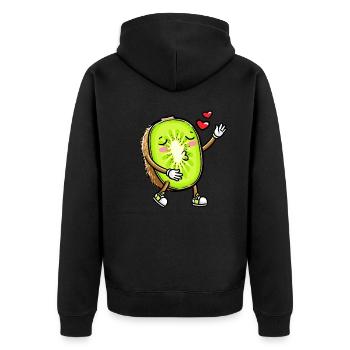 Kiwi fruit Kawaii émoticône - Veste à capuche bio Premium Unisexe - noir - Dos - Nico (187cm)