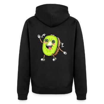 Kiwi fruit Kawaii émoticône - Veste à capuche bio Premium Unisexe - noir - Dos - Nico (187cm)