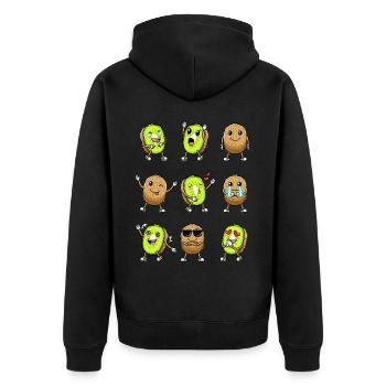 Kiwi fruit Kawaii émoticône - Veste à capuche bio Premium Unisexe - noir - Dos - Nico (187cm)