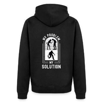 Bocce Ball Player My Problem My Pictogram Dad Mom - Unisex Premium Bio Zip Hoodie - Schwarz - Hinten - Nico (187cm)