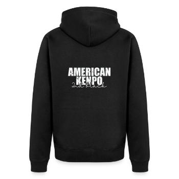 American Kenpo 2nd Black Kampfsportart - Unisex Premium Bio Zip Hoodie - Schwarz - Hinten - Nico (187cm)