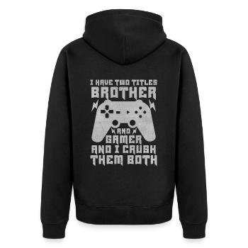 Video Games Gaming Boys Brother Teen - Unisex Premium Organic Zip Hoodie - black - Back - Nico (187cm)