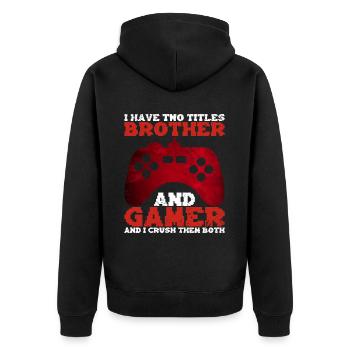Videospiele Gaming Boys Bruder Teen - Unisex Premium Bio Zip Hoodie - Schwarz - Hinten - Nico (187cm)
