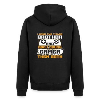 Video Games Gaming Boys Brother Teen - Unisex Premium Organic Zip Hoodie - black - Back - Nico (187cm)