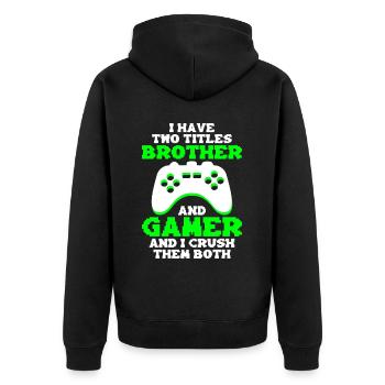 Video Games Gaming Boys Brother Teen - Unisex Premium Organic Zip Hoodie - black - Back - Nico (187cm)