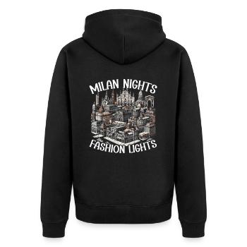 Mailand Italien Reisen Urlaub Italienisch Mailand Skyline - Unisex Premium Bio Zip Hoodie - Schwarz - Hinten - Nico (187cm)
