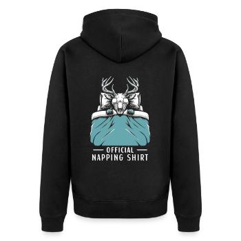 Wendigo Official Napping Shirt - Unisex Premium Bio Zip Hoodie - Schwarz - Hinten - Nico (187cm)