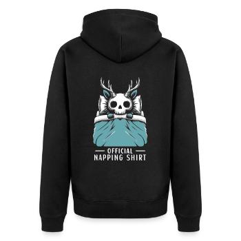 Wendigo Official Napping Shirt - Unisex Premium Bio Zip Hoodie - Schwarz - Hinten - Nico (187cm)