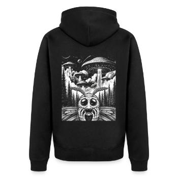 Invasion extraterrestre OVNI Selfie Mothman - Veste à capuche bio Premium Unisexe - noir - Dos - Nico (187cm)