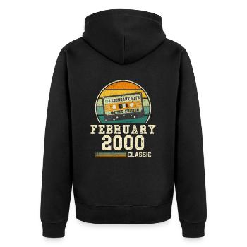 24th Birthday FEBRUARY Vintage 2000 Gift Idea - Unisex Premium Organic Zip Hoodie - black - Back - Nico (187cm)