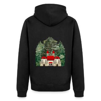 Château de conte de fées Château Forteresse Moyen Âge Immobilier - Veste à capuche bio Premium Unisexe - noir - Dos - Nico (187cm)