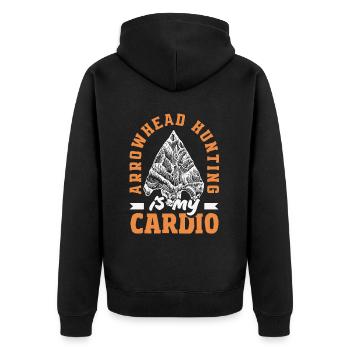 Arrowhead Hunter Bogenschießen Arrowhead - Unisex Premium Bio Zip Hoodie - Schwarz - Hinten - Nico (187cm)