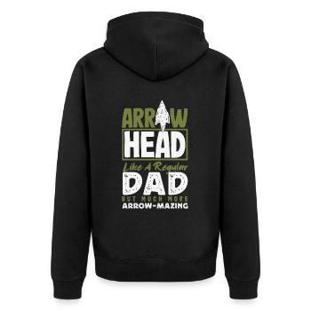 Arrowhead Hunter Bogenschießen Arrowhead - Unisex Premium Bio Zip Hoodie - Schwarz - Hinten - Nico (187cm)