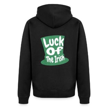 Irish Luck Embrace Celtic Charm & Tradition - Unisex Premium Bio Zip Hoodie - Schwarz - Hinten - Nico (187cm)