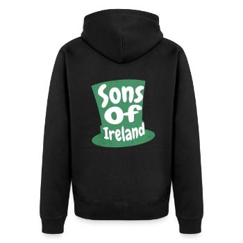 Sons Of Ireland: Embrace Celtic Charm & Tradition - Unisex Premium Organic Zip Hoodie - black - Back - Nico (187cm)