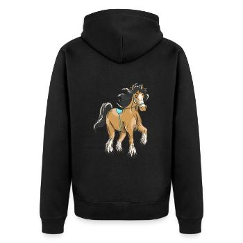 cheval, équitation, cavalier, cavalier, enfant, poney, cheval, cheval - Veste à capuche bio Premium Unisexe - noir - Dos - Nico (187cm)