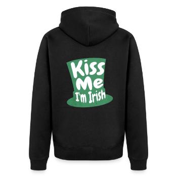 Kiss Me I'm Irish Embrace Celtic Charm & Tradition - Unisex Premium Organic Zip Hoodie - black - Back - Nico (187cm)