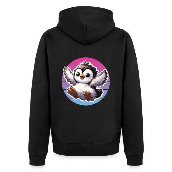 Niedliche Pinguine Kleiner Pinguin Pinguin-Liebhaber - Unisex Premium Bio Zip Hoodie - Schwarz - Hinten - Nico (187cm)