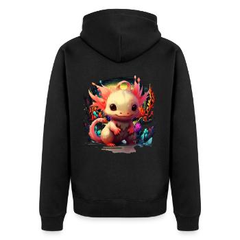Axolotl - Unisex Premium Bio Zip Hoodie - Schwarz - Hinten - Nico (187cm)