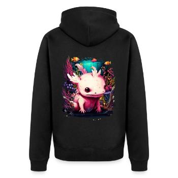 Axolotl - Unisex Premium Bio Zip Hoodie - Schwarz - Hinten - Nico (187cm)