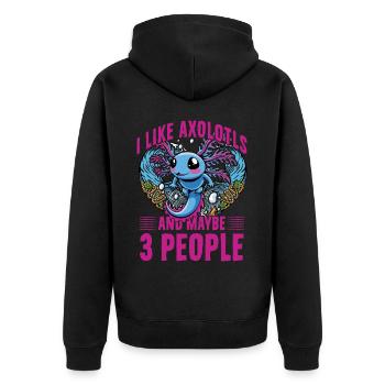 J’aime les axolotls et peut-être 3 personnes - Veste à capuche bio Premium Unisexe - noir - Dos - Nico (187cm)
