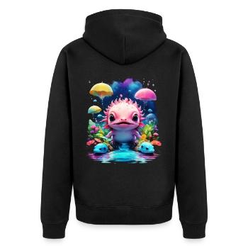 Axolotl - Unisex Premium Bio Zip Hoodie - Schwarz - Hinten - Nico (187cm)