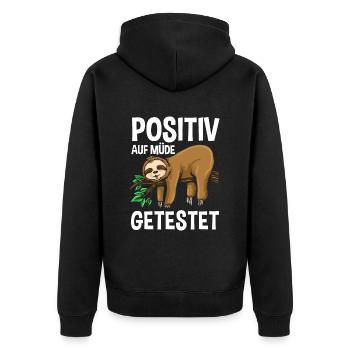 Tested positive for Tired Sloth Sleep Shirt - Unisex Premium Organic Zip Hoodie - black - Back - Nico (187cm)