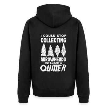 Arrowhead Hunter Bogenschießen Arrowhead - Unisex Premium Bio Zip Hoodie - Schwarz - Hinten - Nico (187cm)
