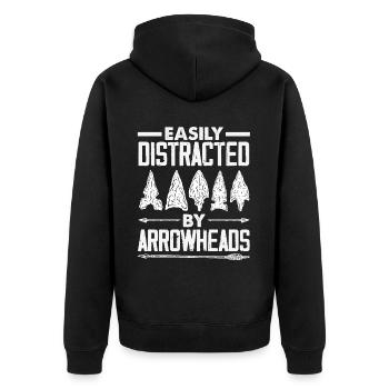 Arrowhead Hunter Bogenschießen Arrowhead - Unisex Premium Bio Zip Hoodie - Schwarz - Hinten - Nico (187cm)