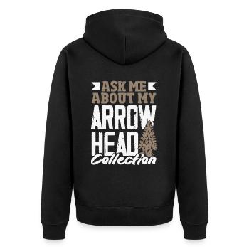 Arrowhead Hunter Bogenschießen Arrowhead - Unisex Premium Bio Zip Hoodie - Schwarz - Hinten - Nico (187cm)