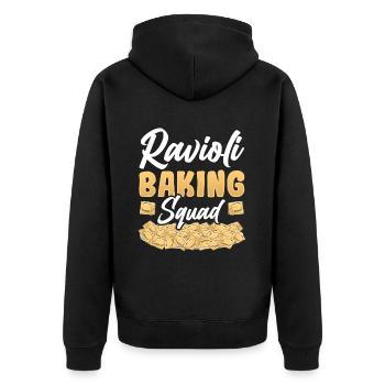 Lustige Italienisches Ravioli Pasta - Unisex Premium Bio Zip Hoodie - Schwarz - Hinten - Nico (187cm)