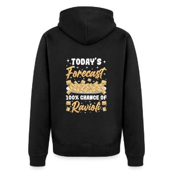 Lustige Italienisches Ravioli Pasta - Unisex Premium Bio Zip Hoodie - Schwarz - Hinten - Nico (187cm)