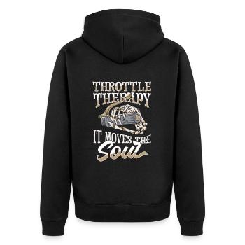 Motorrad Biker Motorbike - Unisex Premium Bio Zip Hoodie - Schwarz - Hinten - Nico (187cm)