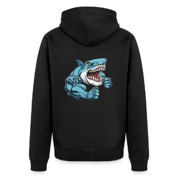 Requin biceps tatouage j’aime papa - Veste à capuche bio Premium Unisexe - noir - Dos - Nico (187cm)