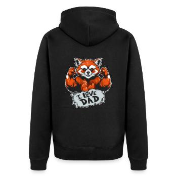 Roter Panda I Love Dad - Unisex Premium Bio Zip Hoodie - Schwarz - Hinten - Nico (187cm)