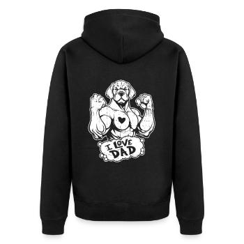 Labrador I Love Dad - Unisex Premium Bio Zip Hoodie - Schwarz - Hinten - Nico (187cm)