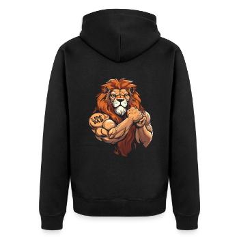 Lion biceps tatouage j’aime papa - Veste à capuche bio Premium Unisexe - noir - Dos - Nico (187cm)