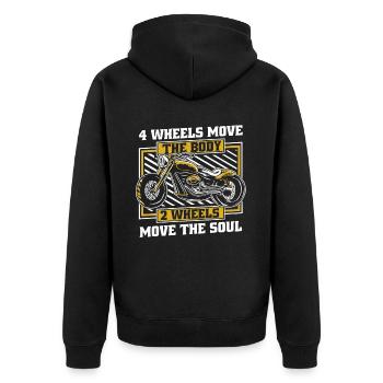 Motorrad Biker Motorbike - Unisex Premium Bio Zip Hoodie - Schwarz - Hinten - Nico (187cm)